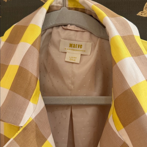 Anthropologie Yellow and Brown Plaid Blazer - Picture 2 of 2